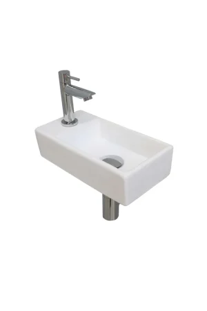 Achat Immédiat INK Versus Pack lave-mains 36x18x9cm 1 trou de robinet gauche avec robinet, siphon et bonde Chrome