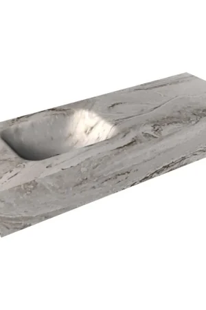 Solde Mondiaz LEX Lavabo suspendu - 80x12x30cm - 1 lavabo - gauche - sans trou de robinet - solid surface - glace