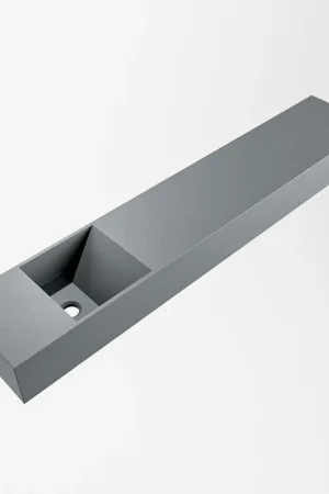 Achat Immédiat Mondiaz TYNE Fontaine - 120x23x12cm - lavabo à gauche - sans trous de robinet - solid surface - Plata