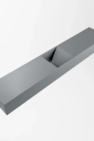 Seulement Aujourd'hui Mondiaz TYNE Lavabo compact - 120x23x12cm - vasque au centre - sans trous de robinet - solid surface - Plata