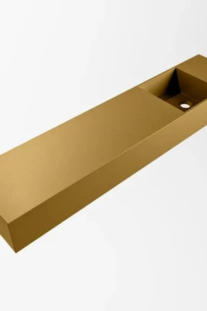 Solde Mondiaz TYNE Lavabo compact - 100x23x12cm - vasque droite - sans trous de robinet - solid surface - Oro