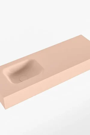 Top Vente Mondiaz LEX Lave-main - 90x30x12cm - lavabo gauche - sans trou de robinet - Solid Surface - Rosee