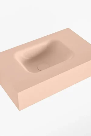 Vente Flash Mondiaz LEX Lave-main - 50x30x12cm - lavabo gauche - sans trou de robinet - Solid Surface - Rosee