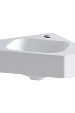Vente Flash Geberit Icon lave-mains d‘angle 46x33x13cm 1 vasque 1 trou de robinet Milieu sans trop-plein antisalissure Céramique Blanc brillant