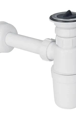 Vente Flash Go by Van Marcke siphon pour lavabo avec bouchon blanc 5/4 x D32 avec tube d‘évacuation