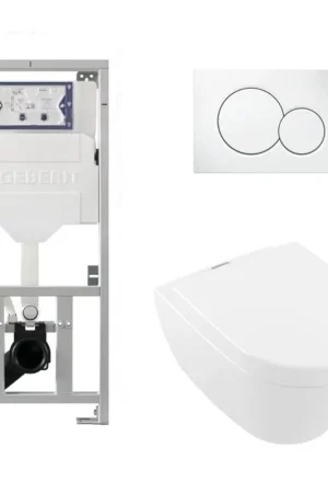 Villeroy & Boch subway 2.0 ensemble WC à fond profond, y compris ViFresh plus abattant à déclipsage rapide et à fermeture en douceur, plaque de recouvrement blanc Expédition Rapide