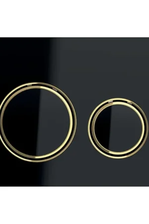 Certifié Plaque de commande Geberit Sigma50 - chasse d‘eau à 2 boutons - rond - laiton/noir
