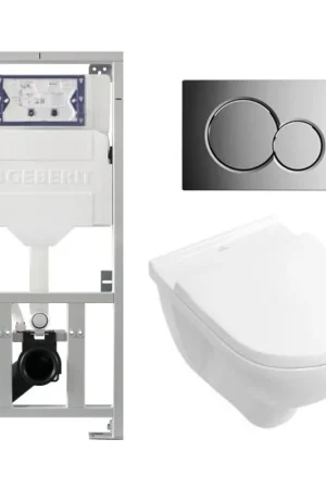 Villeroy & Boch O.novo ensemble encastré avec cuvette suspendue à évacuation profonde blanche abattant softclose plaque de recouvrement chromé brillant Acheter Direct