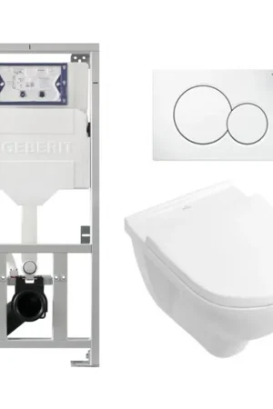 Villeroy & Boch O.novo Ensemble encastré avec cuvette suspendue à fond profond blanche abattant softclose plaque de recouvrement blanche Produit De Marque