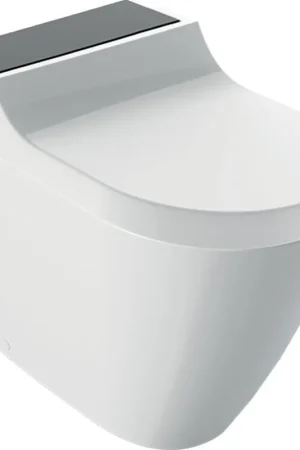 Geberit AquaClean Tuma Comfort WC-douche au sol - sans bride de rinçage - plaque de recouvrement en verre noir - blanc brillant Acheter En Ligne