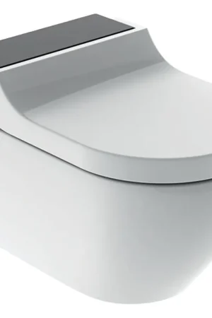 Dernière Chance Geberit AquaClean Tuma Comfort Douchewc - WC douche - plaque décor verre noir - blanc