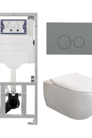 Villeroy & Boch Subway 2.0 Pack WC - réservoir encastré - WC à fond creux - flush direct - abattant mince - plaque de déclenchement gris clair - boutons ronds - blanc Nouvel Arrivage