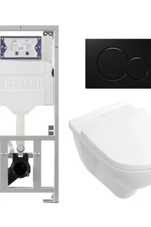 Villeroy & Boch O.novo ensemble encastré avec cuvette suspendue à évacuation profonde blanc abattant softclose plaque de commande noir Certifié