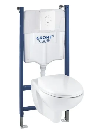 GROHE Ensemble WC universel - réservoir encastré - abattant WC - plaque de commande blanche - blanc brillant Meilleur Choix