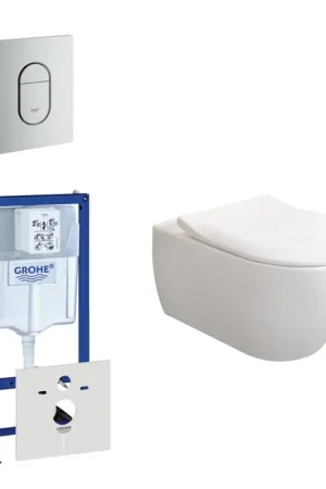 Dernière Chance Villeroy & Boch Subway 2.0 ViFresh Pack WC avec abattant wc slimseat softclose et quick release et plaque de déclenchement verticale en chrome mat