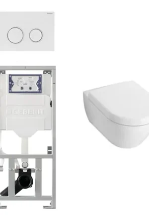 Villeroy & Boch Subway 2.0 Compact avec abattant ensemble WC avec réservoir encastré Geberit et plaque de commande Sigma20 blanc Satisfait Ou Remboursé