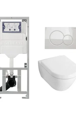 Villeroy & Boch Subway 2.0 Compact avec abattant ensemble toilette avec réservoir encastré Geberit et plaque de commande sigma 01 blanc Dernier Modèle