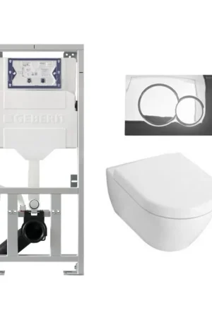 Villeroy & Boch Subway 2.0 compact avec abattant softclose ensemble WC avec réservoir encastré Geberit et plaque de déclenchement sigma 01 chrome brillant Bon Marché