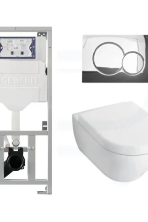 Commander Maintenant Villeroy & Boch Subway 2.0 Ensemble encastré avec WC suspendu blanc abattant softclose plaque de commande chrome