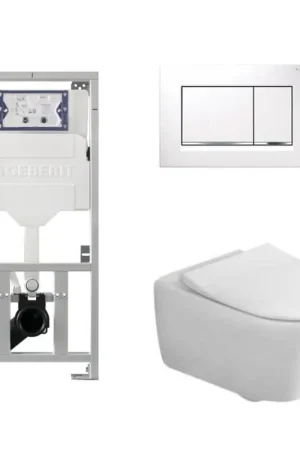 Villeroy & Boch Subway 2.0 ensemble encastré avec cuvette suspendue à évacuation profonde DirectFlush abattant SlimSeat plaque de recouvrement Sigma 30 DF blanc/chromé brillant Réduction