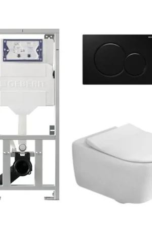 Villeroy & Boch Subway 2.0 ensemble encastré avec cuvette suspendue à évacuation profonde slimseat abattant plaque de recouvrement noire Affaire À Saisir