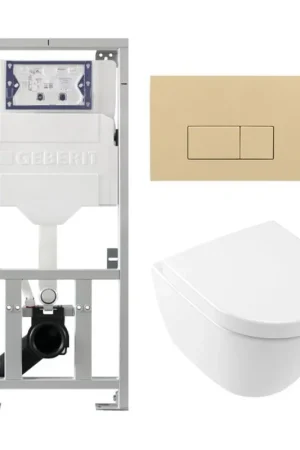 Villeroy & Boch Subway 2.0 compact DirectFlush Set de toilettes - réservoir Geberit - softclose - quickrelease - plaque de déclenchement beige - boutons rectangulaires - blanc Commander Maintenant