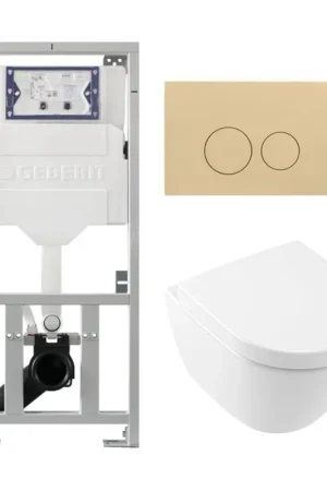 Villeroy & Boch Subway 2.0 Compact Toilet Pack DirectFlush - réservoir Geberit - fermeture douce - démontage rapide - plaque de commande beige - boutons ronds - blanc Offre Du Jour