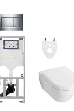 Villeroy Boch Subway 2.0 DirectFlush Pack WC - softclose - réservoir Geberit - plaque de déclenchement chrome sigma30 - blanc Super Prix