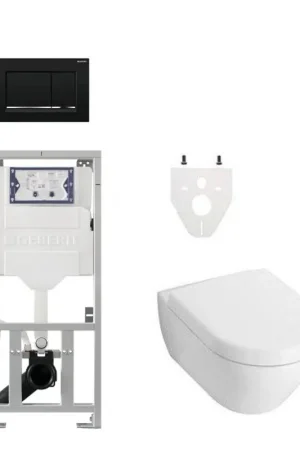 Villeroy Boch Subway 2.0 DirectFlush Pack WC - softclose - réservoir Geberit - plaque de déclenchement noire sigma30 - blanc Livraison Express