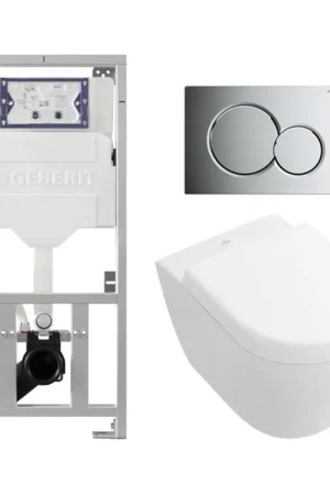 Villeroy Boch Subway 2.0 compact Toilet Pack DirectFlush - réservoir Geberit - plaque de déclenchement chrome brillant - softclose - quickrelease - blanc Prix Réduit