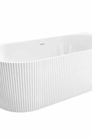 ZEZA Blend baignoire semi-îlot - nervuré - 170x80x58cm - avec vidage - acrylique - blanc mat Must-Have