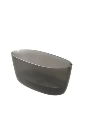 Riho Oval baignoire autoportante - 160x72cm - solid surface - semi-transparent - frosted smoke Offre Spéciale