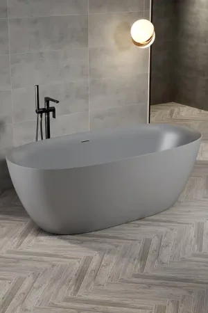 ZEZA Eloise Baignoire îlot - 170x80cm - acrylique - siphon - gris mat Offre Du Jour