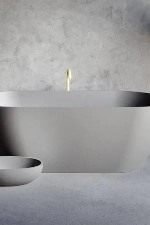 Riho Bilbao Baignoire îlot - 170x80cm - solid surface - Anthracite mat Promotion Saisonnière