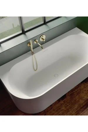 Baignoire Riho Valor semi-îlot - 180x80x56cm - semi-îlot - solid surface - blanc mat Remise