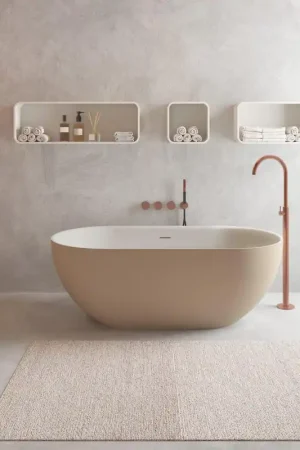 Promotion Ideavit Solidera baignoire îlot - 170x80x55cm - incl. bonde clic clac - gris beige mat
