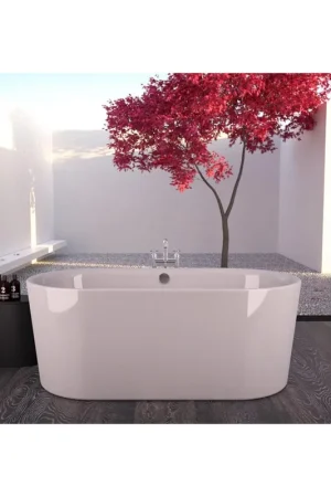 Acheter En Ligne Plieger Kansas Baignoire îlot - 155x80x60cm - avec arrivée d‘eau - avec garniture de vidage et de trop-plein - avec pieds - acrylique - blanc