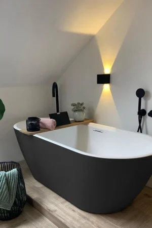 Riho Inspire baignoire autoportante - 160x75cm - avec remplisseur de baignoire chromé - acrylique blanc velours Acheter En Ligne