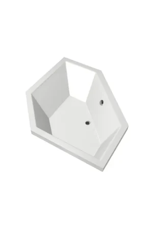 Promotion Xenz Society Baignoire d‘angle - 145x145x53 - bonde centrale - acrylique - blanc