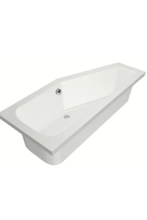 Usine Directe Xenz Lagoon Baignoire d‘angle - 170x75x48 - bonde au milieu - Droite - Compact - acrylique - blanc mat