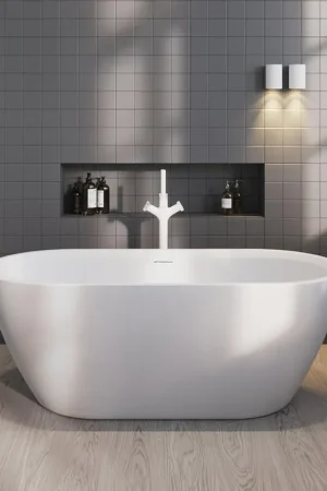 Riho Inspire Baignoire îlot - 160x75x60cm - siphon - velvet white Offre Du Jour