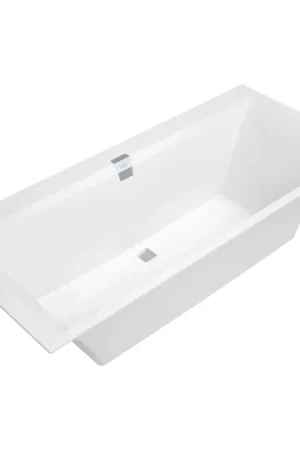 Solde Villeroy et Boch Squaro Edge 12 Baignoire quaryl rectangulaire 180x80cm avec pieds et vidage avec trop plein blanc