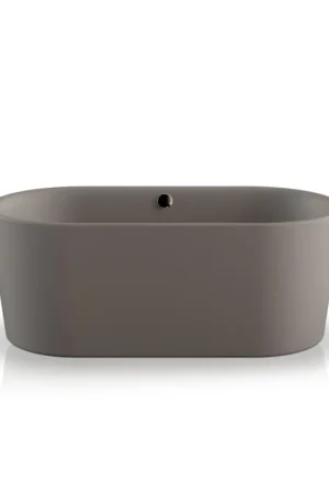 Remise Plieger Kansas Baignoire îlot - 155x80x60cm - avec arrivée d‘eau - avec garniture de vidage et de trop-plein - avec pieds - acrylique - gris ciment