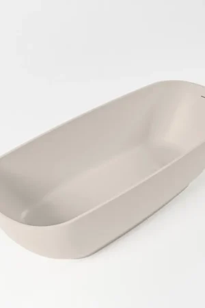 Vente Flash MONDIAZ ROCK Baignoire autoportante - 170x70cm - lin mat (beige)