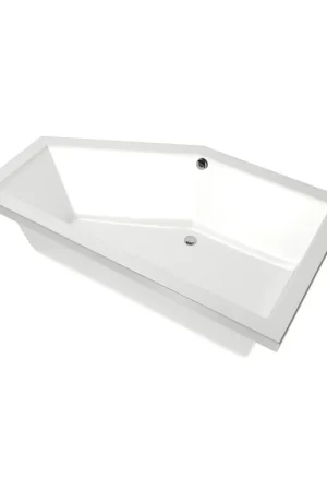 Xenz Society Baignoire d‘angle - 160x90x53 - bonde au milieu - gauche - acrylique - blanc Seulement Aujourd'hui