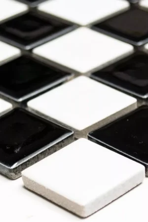 Achat Immédiat Mosaïque Céramique Noir Échiquier