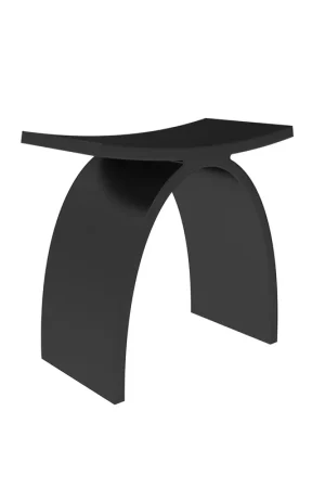 ZEZA Solid Tabouret de douche - 43x23,5x43 cm - solid surface - noir mat Pas Cher