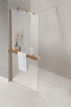 Super Prix Fortifura Galeria porte-serviettes pour douche à l’italienne - montage mural / se fixe sur le verre - 140 cm - recoupable - cuivre brossé