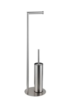 Expédition Rapide Fortifura Calvi porte-rouleau de toilette sur pied avec brosse de toilette - Inox brossé PVD (inox)