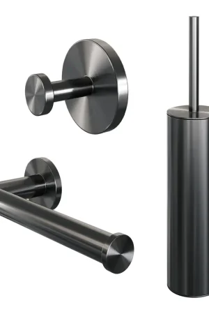Brauer Gunmetal Edition Set d‘accessoires WC - 3 pièces - PVD - gunmetal brossé Meilleur Choix